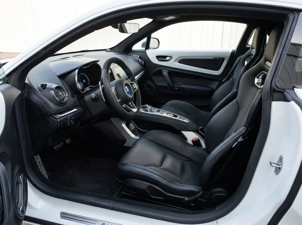 Intérieur Alpine A110 : sièges baquets Sabelt, console flottante et compteurs numériques