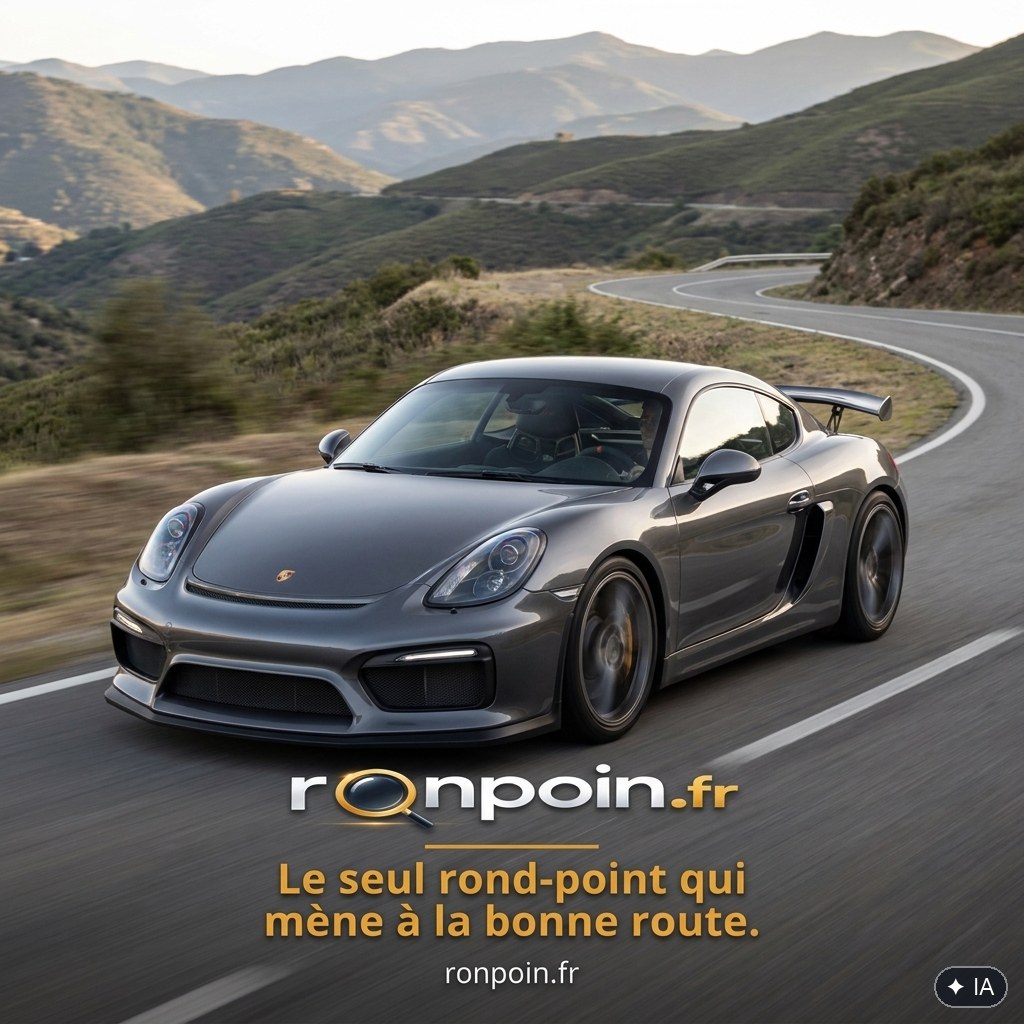 Porsche Cayman GT4 981 grise de trois quarts avant, grand aileron fixe