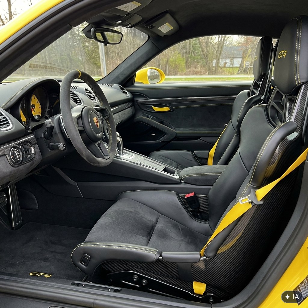 Intérieur Porsche Cayman GT4 : baquets et volant GT