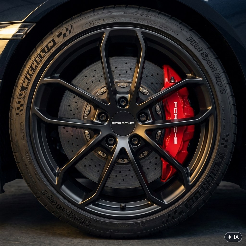 Détail jante et étrier de frein de la Cayman GT4